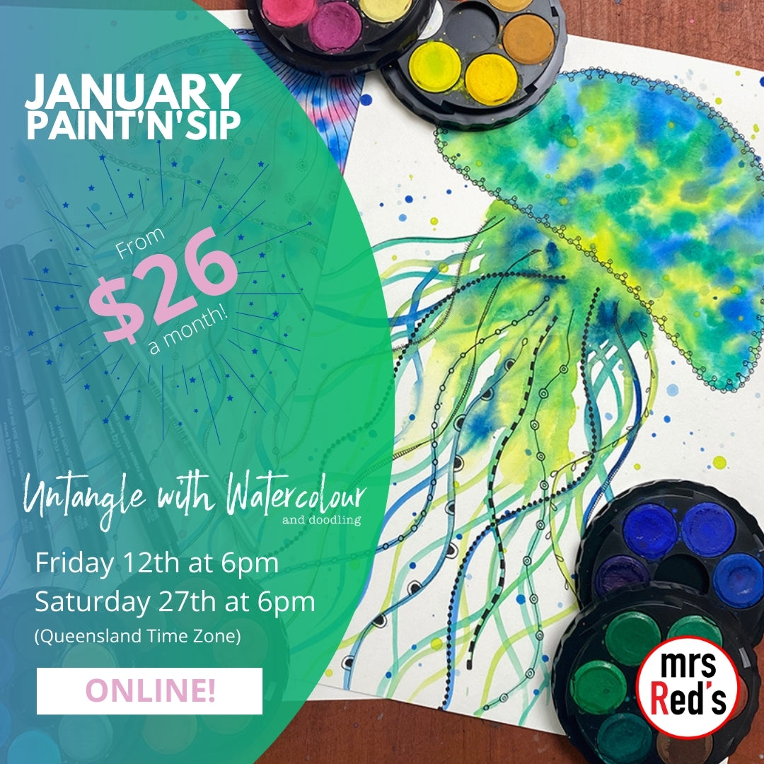 January 24 | Untangle with Watercolour | Paint n Sip | Doodling