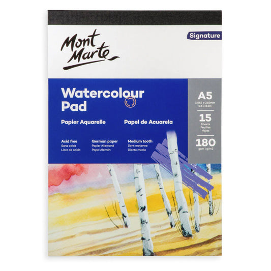 Mont Marte A5 Watercolour Paper Pad 180gsm 15 sheets Cold Press
