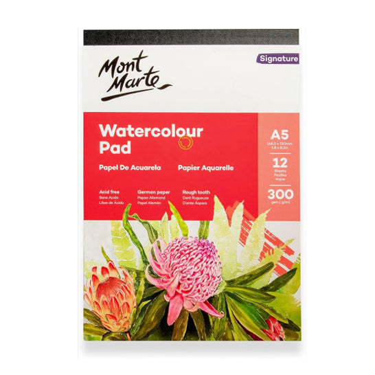 Mont Marte Watercolour Paper Pad 300gsm 12 sheets cold pressed