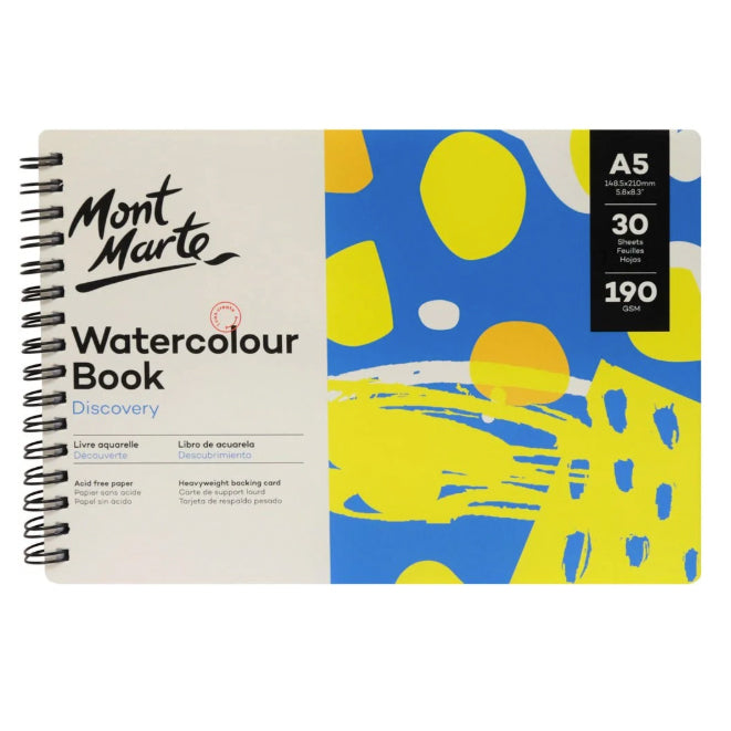 Mont Marte Watercolour Paper Spiral Book 190gsm 30 sheets Cold Press