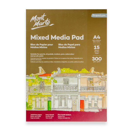 Mont Marte Mixed Media Paper Pad A4 300gsm 15 sheets