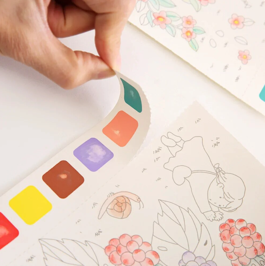 Kids Watercolour Painting Book | Dry Watercolour Paint and Brush Included | 20 pages