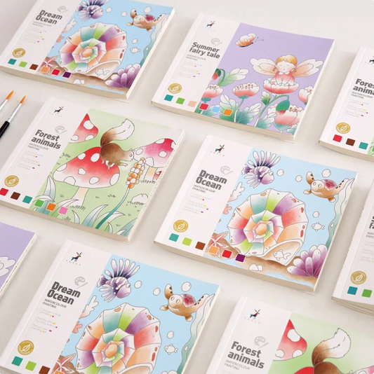 Kids Watercolour Painting Book | Dry Watercolour Paint and Brush Included | 20 pages