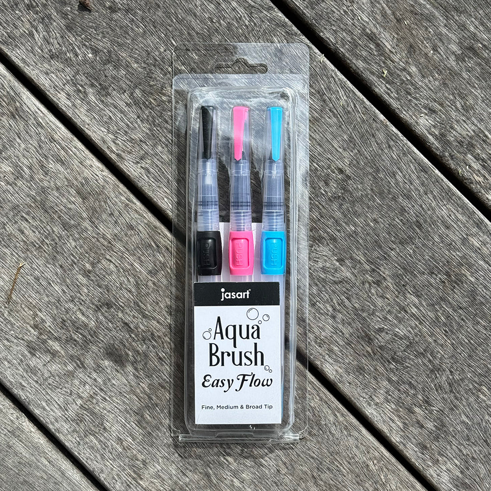 Aqua Brush (Jasart) Round Thick, Medium,Fine and  Flat plus Set of 3 rounds.