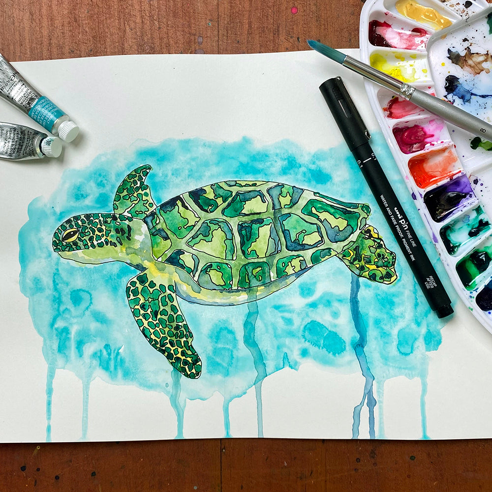 June '24 | Untangle with Watercolour | Paint n Sip | Doodling | Turtle